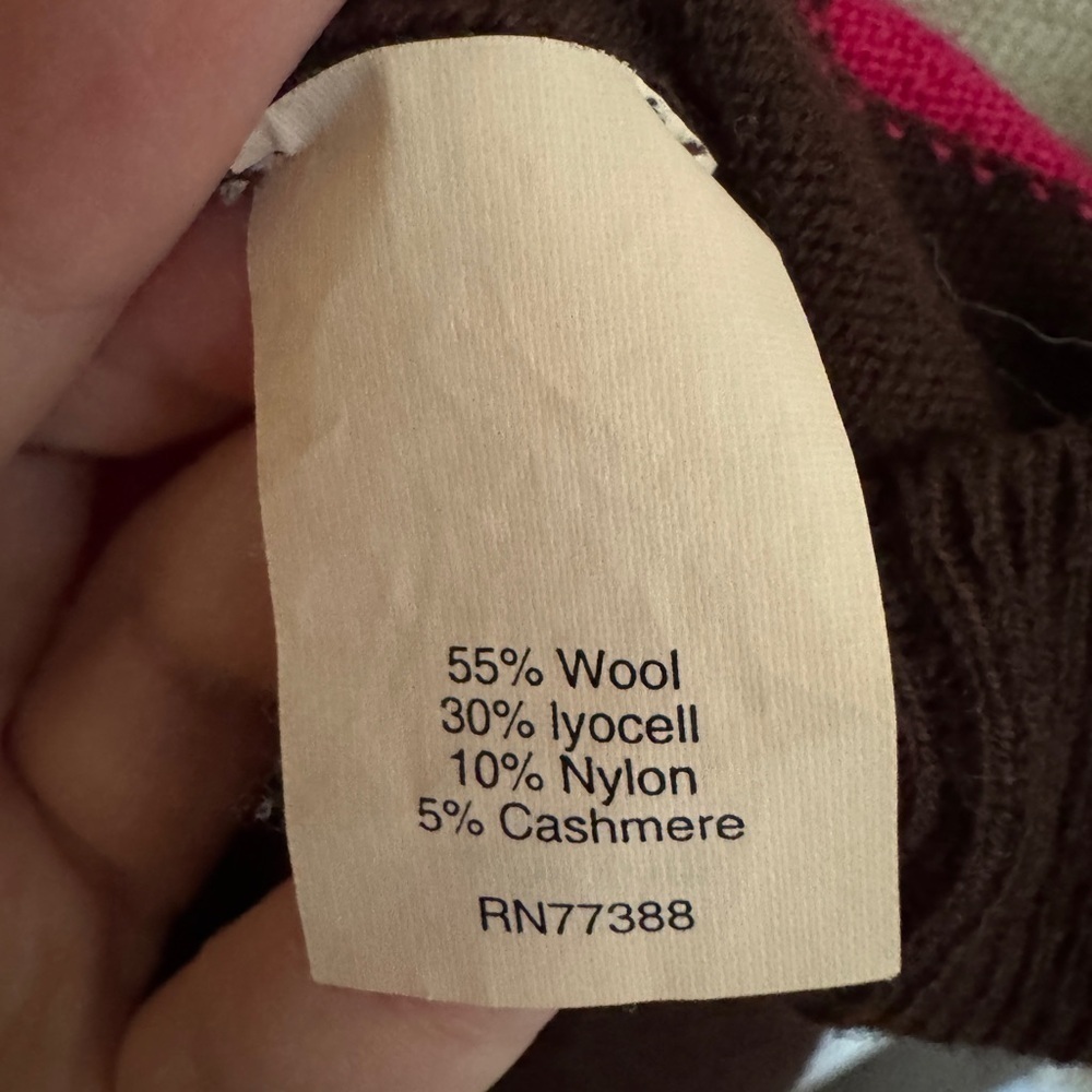 Vintage J.Crew Wool Cashmere Blend Argyle V-Neck Sweater Size M - Picture 6 of 7